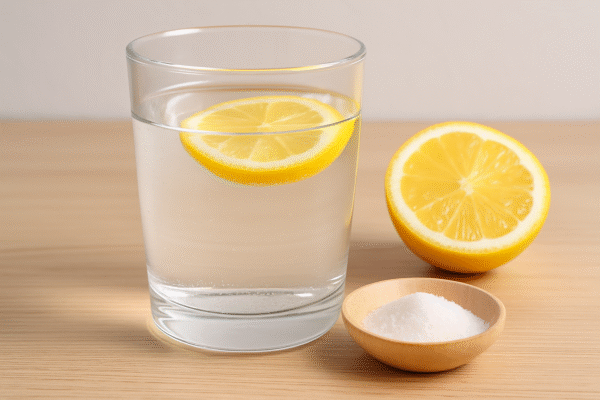Szklanka wody z cytryną i solą jako naturalny poranny pobudzacz bez kofeiny