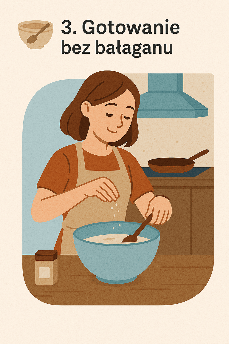 🥣 3. Gotowanie bez bałaganu - sposoby na porządek