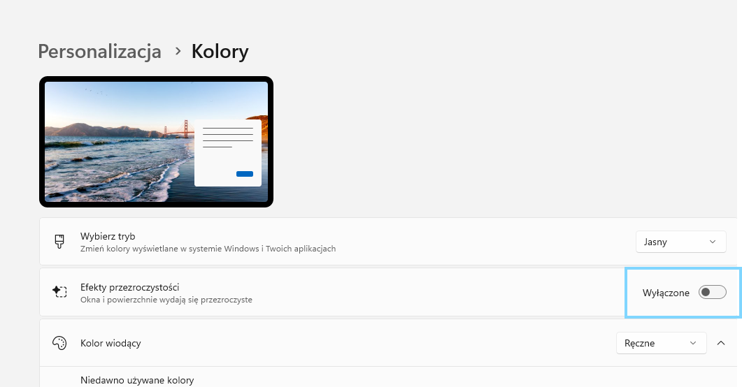 jak wyłączyć efekty wizualne i animacje Windows 11