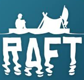 Raft logo – gra survivalowa na oceanie z tratwą i craftingiem